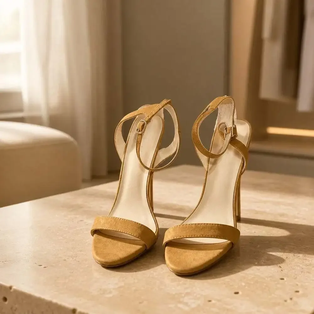 Forever Sienna-01 Brown Suede Ankle Strap Stiletto High Heel Sandals Size 10